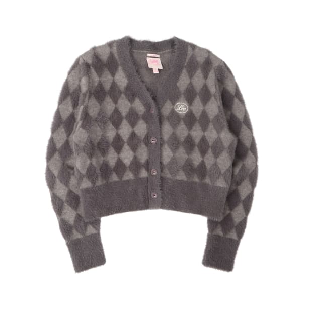 Lee 리 모헤어 아가일 크롭 니트 가디건