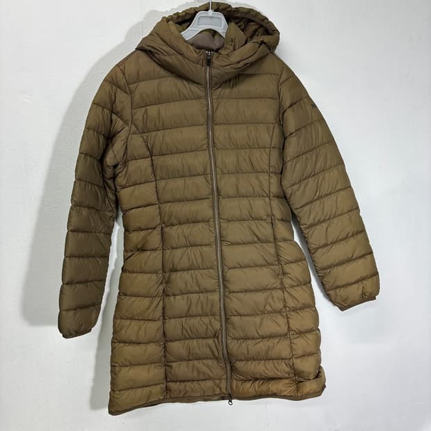우먼M 마모트 라이트카키 라인핏 덕다운 투웨이 후드 경량롱패딩