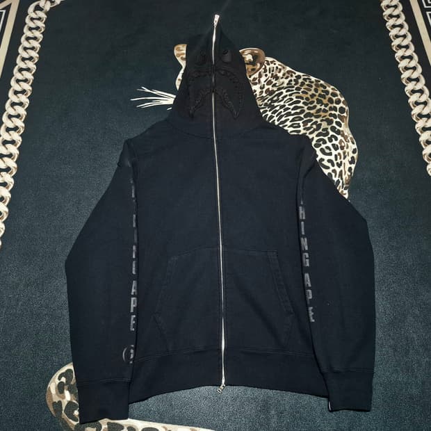 (희귀)베이프 BAPE 샤크 후드집업 올 블랙 XL 정품