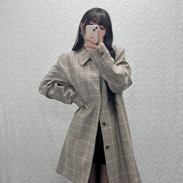 아페쎄 APC 아이유 모던시크 캐주얼 체크 맥코트 L C08964