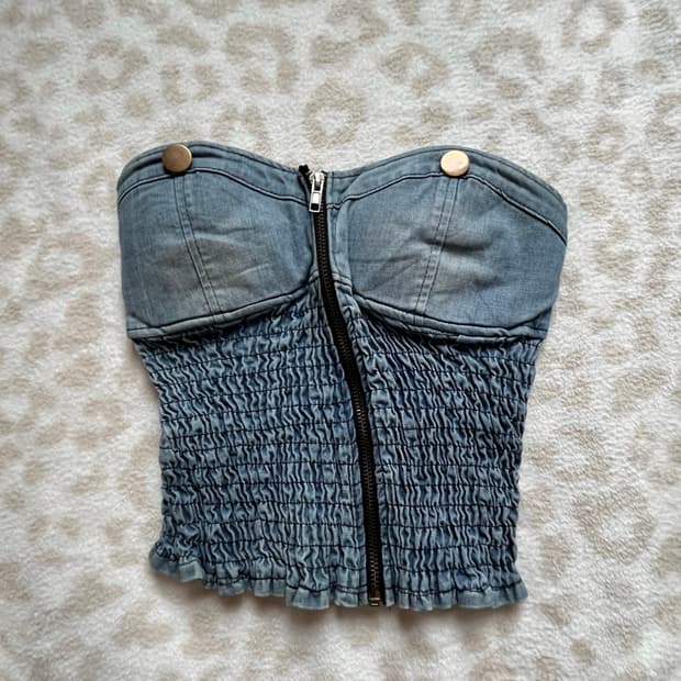 Denim banding tube top