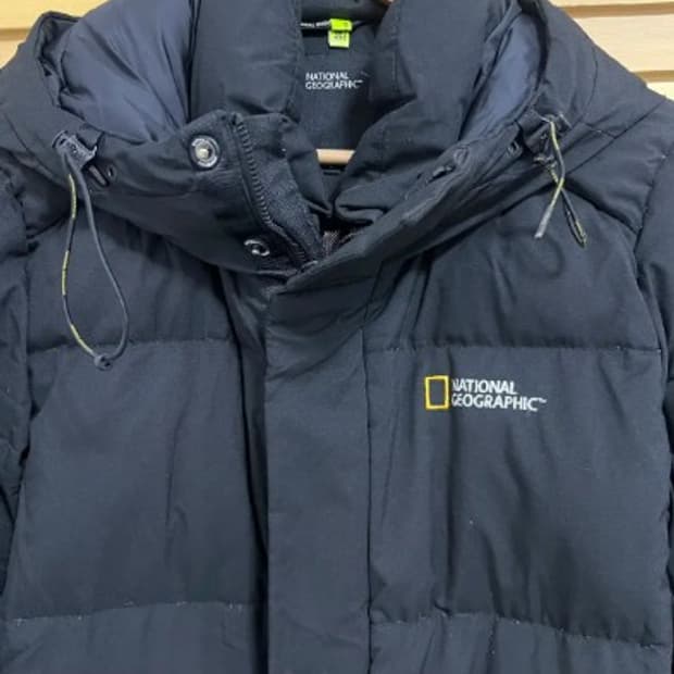 내셔널지오그래픽 남여공용 블랙 덕다운패딩점퍼 후드롱패딩점퍼 90(S)
