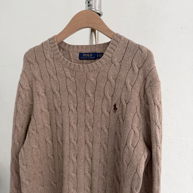 Polo 폴로 랄프로렌 신형 딥베이지컬러 코튼 케이블 니트