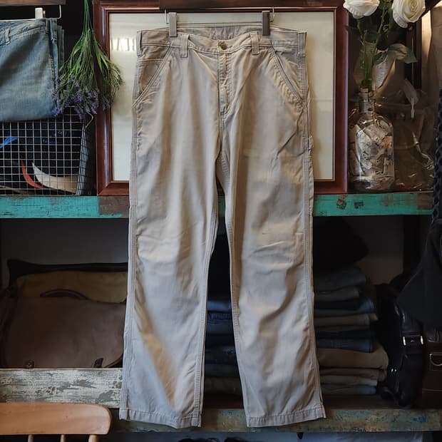 칼하트 싱글니 카펜터 워크팬츠 베이지 치노 코튼 릴렉스드 핏 36x30