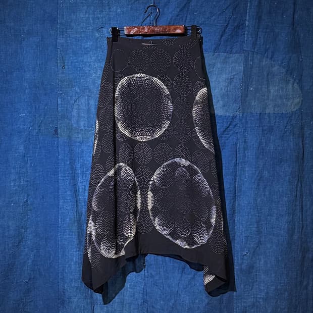 24inch ) MAX MARA Dot Circle Silk Skirt