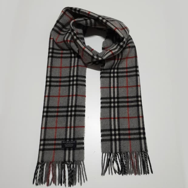 [정품] 버버리 100% 램스울 노바체크 머플러 목도리 그레이