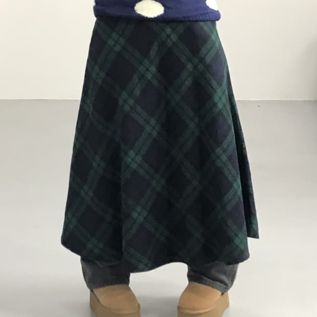 Jpn Green Checked Midi Skirts