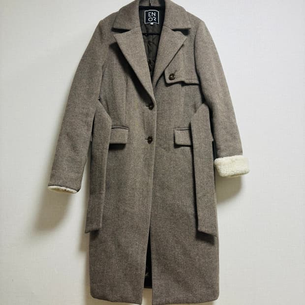 엔오르 ENOR 울 헤링본 롱 코트