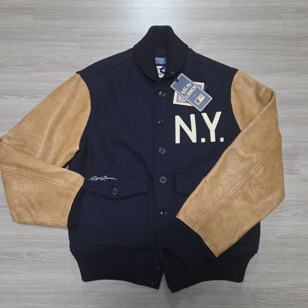 [새상품]폴로 랄프로렌 양키스 울 레더 바시티 자켓