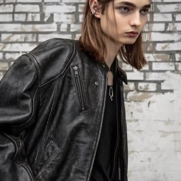 엘무드 / 스모커 카우하이드 바이커 레더자켓 번트 블랙 48