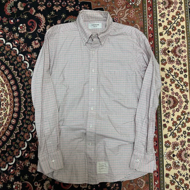 톰브라운 체크 버튼다운 옥스포드 셔츠 S