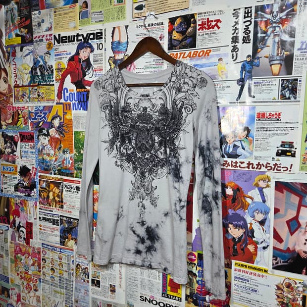 버커루 그레이 타이다이 날개 롱슬리브 딱붙티