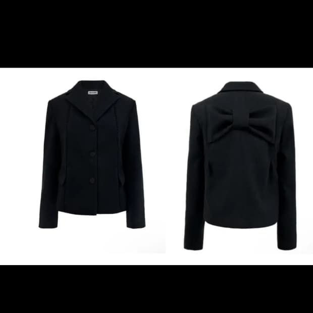 체메씨 POM BOW JACKET 리본 자켓 블랙