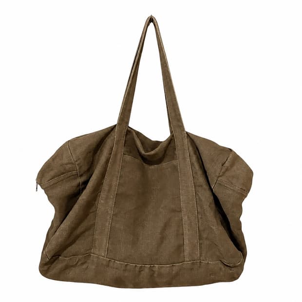 90s Coated Linen Boston Bag