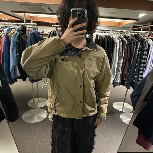 M)노스페이스 빈티지 크롭 베이지 플리스 패딩 자켓