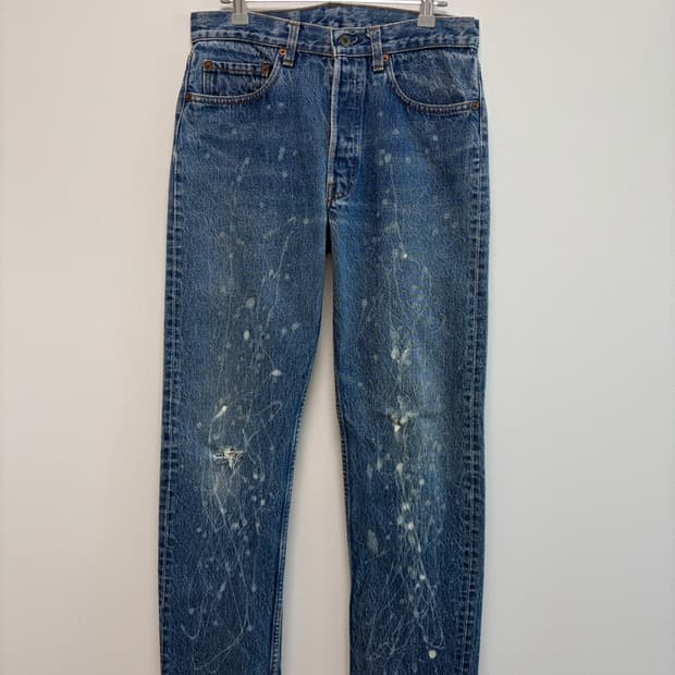 90s 리바이스 501 페인팅 데님 made in usa