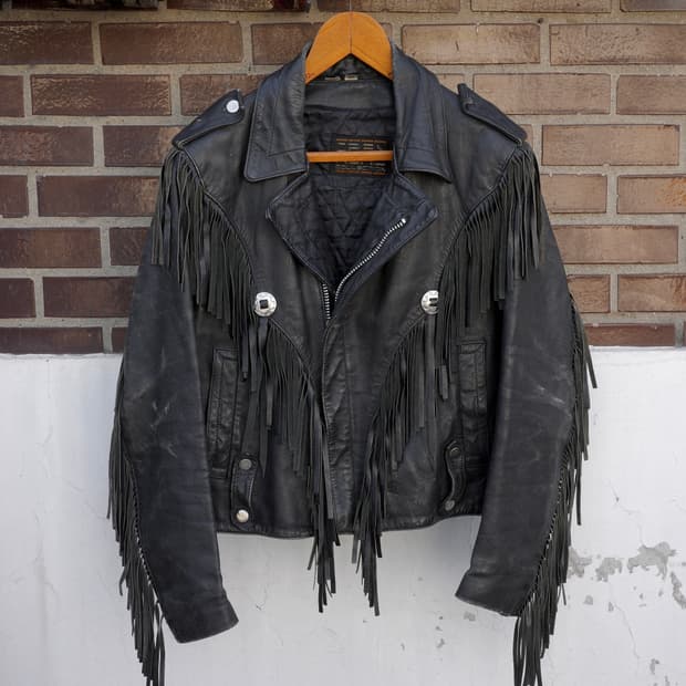 80s 콘초 프린지 모터사이클 레더 자켓