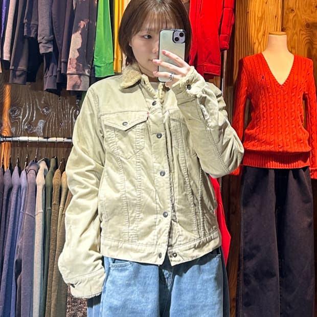 M 리바이스 쉐르파 베이지 양털 코듀로이 자켓 