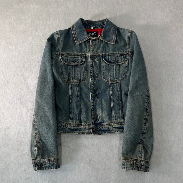 W 90 돌체앤가바나 90s 데님 누빔 트러커 자켓 
