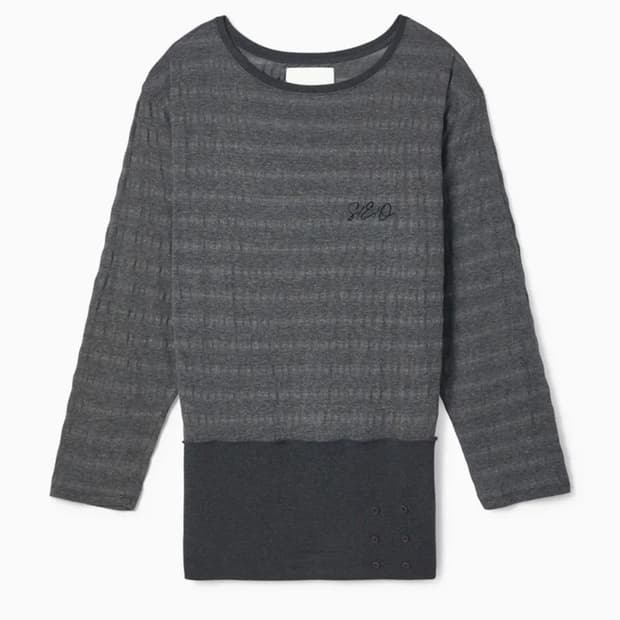 SEO RIBBED HEM OFF-SHOULDER TOP CHARCOAL