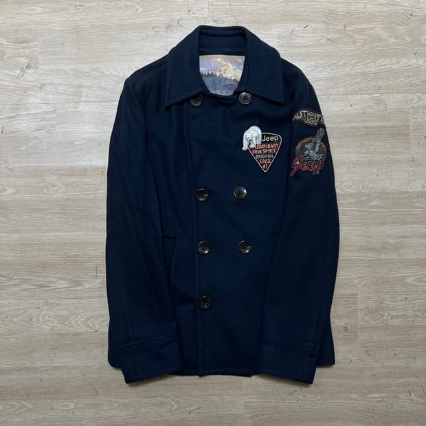 Jeep 지프 남성 와펜 울 혼방 더블 숏 피코트 [네이비] L/100