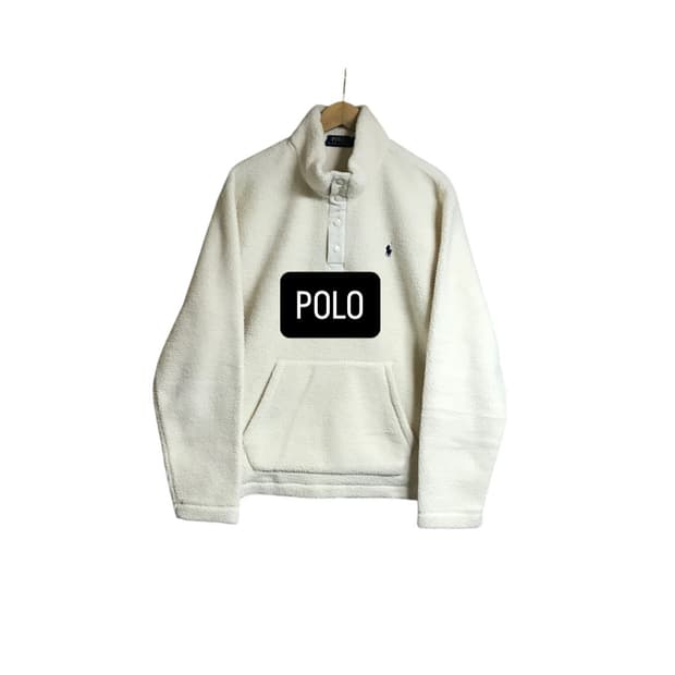 폴로 모크넥 신형라인 큐알정품 아이보리 후리스 반단추