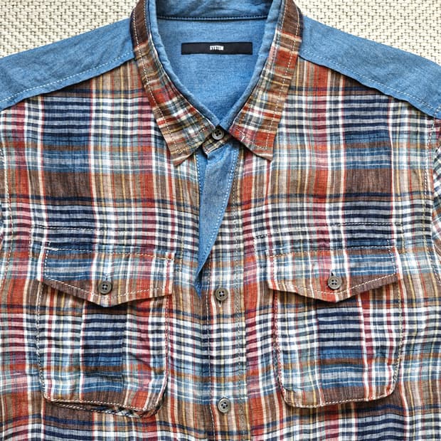 시스템옴므 린넨 체크 셔츠 100