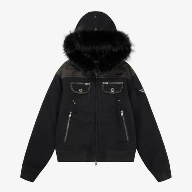 아캄 fur camo contrast jacket 퍼 카모 자켓