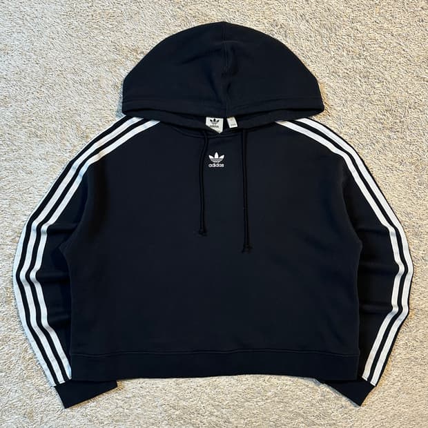 아디다스 ADIDAS 크롭 후드티 블랙