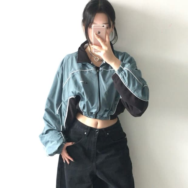 리복 커스텀 크롭 바람막이