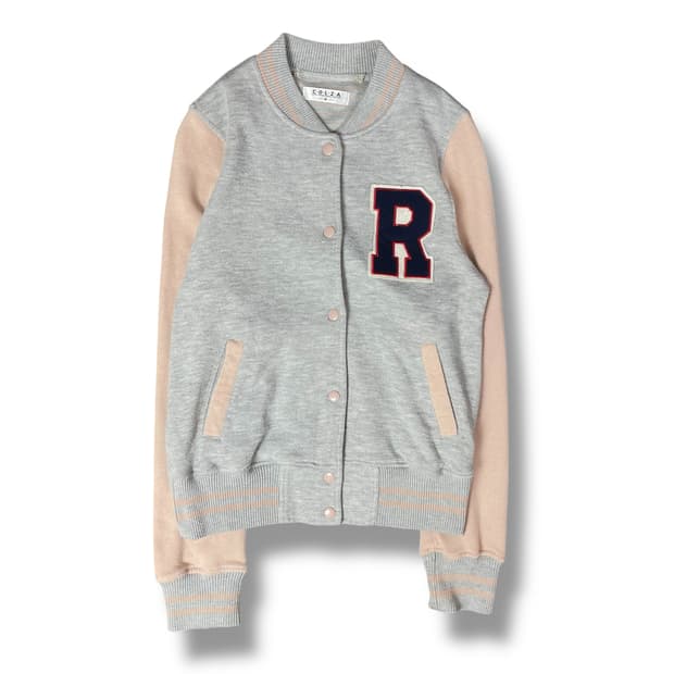 콜자 빅 자수 로고 핑크 바시티 자켓 M