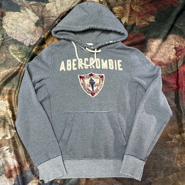 아베크롬비 빈티지 타이트핏 엠블럼 그레이후드티 L