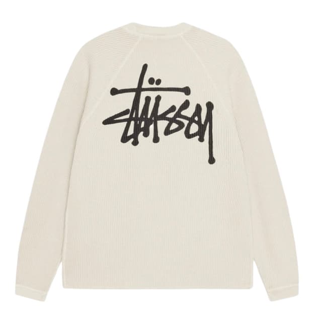 [2XL]스투시 래글런 써멀 롱슬리브 크루 본