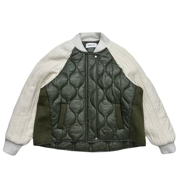 BREATHE 케이블 니트 소매 패딩 자켓 F