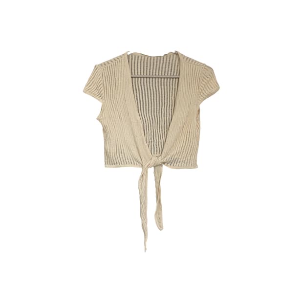 아이보리 타이 반팔 가디건