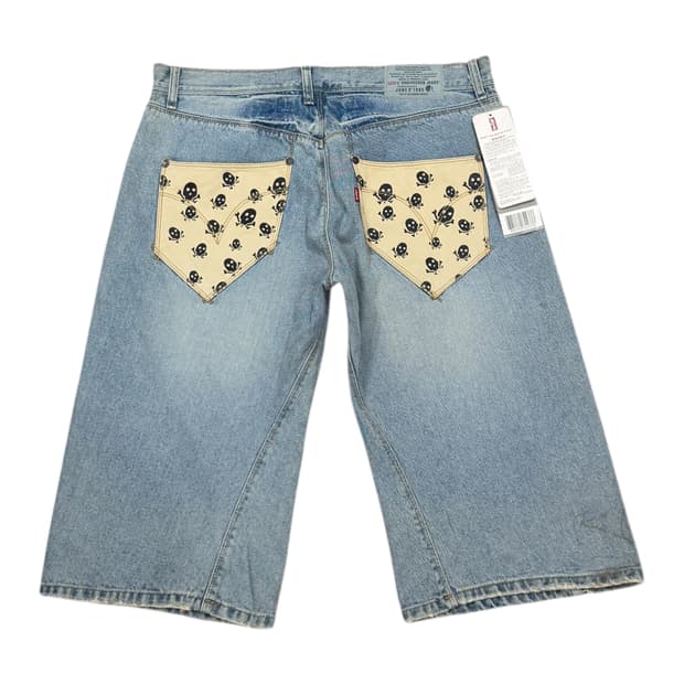리바이스 엔지니어드 스컬 해골 Y2K 데님 반바지 34