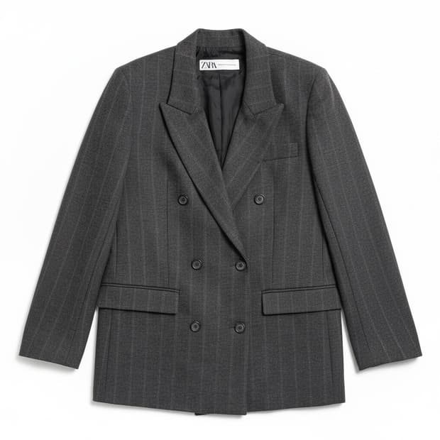 자라 스트라이프 더블 브레스트 자켓