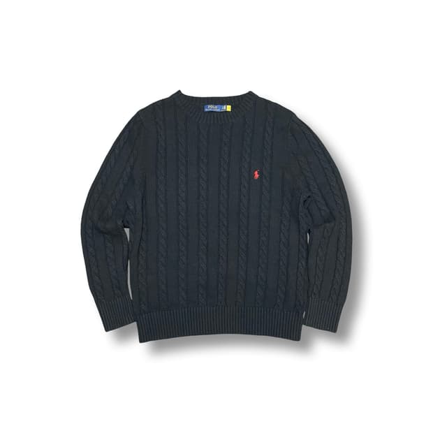 [XL] 폴로 랄프로렌 블랙 꽈배기 니트