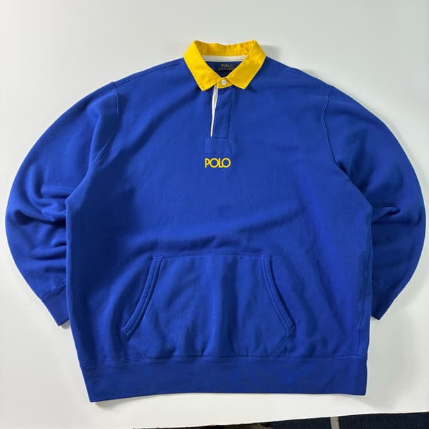 Polo 폴로 랄프로렌 로열 블루 플리스 럭비티셔츠