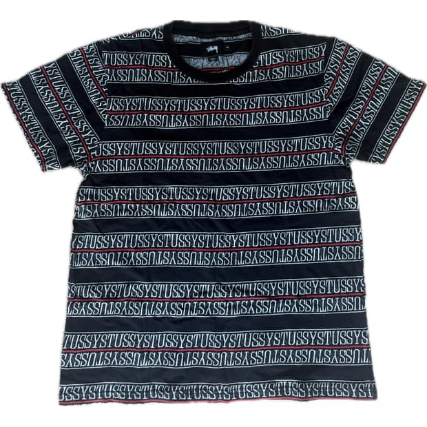 스투시 레터링 스트라이프 반팔 