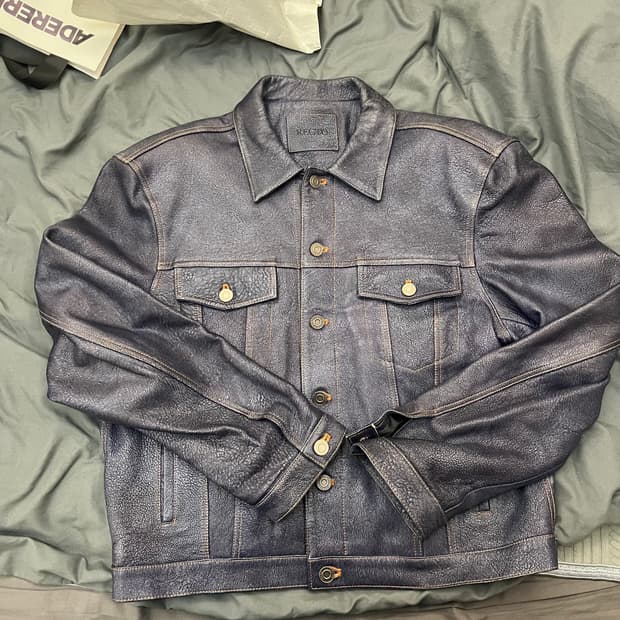 렉토 빈티지 이펙트 레더 트러커 자켓