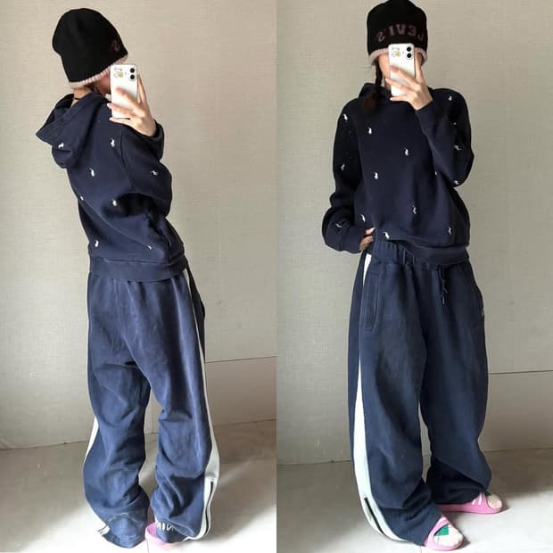 폴로 멀티포니 네이비 후드티