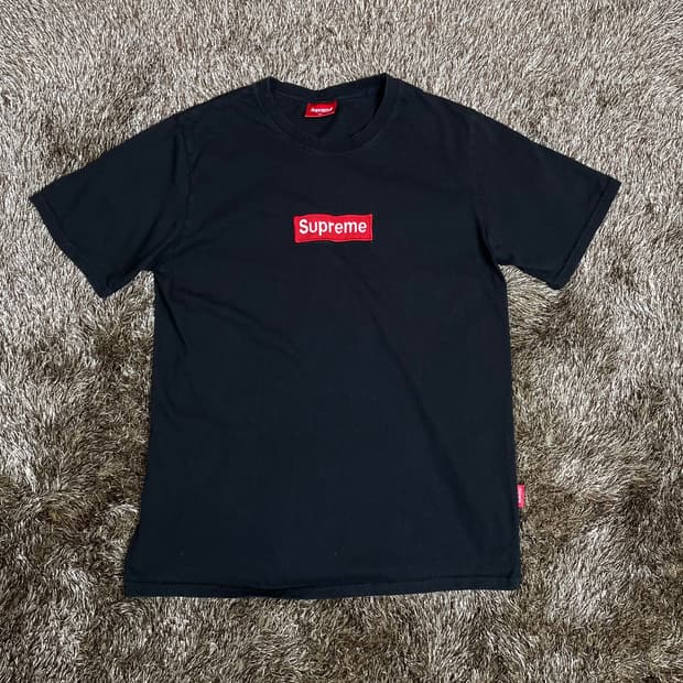 슈프림 SUPREME 블랙 로고 반팔 티셔츠 XL