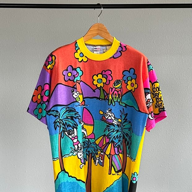 [XL](새상품)90s USA KOOL 컬러풀 아트 티셔츠