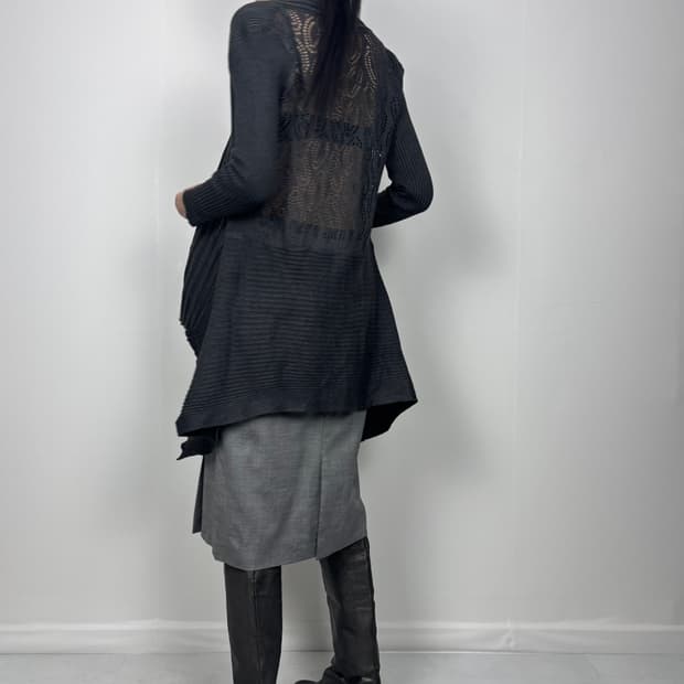 BACK PATTERNED LONG CARDIGAN