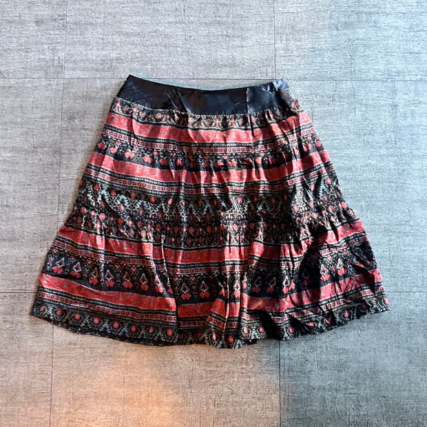 일본빈티지 오리엔탈보헤미안 동양풍 미디스커트