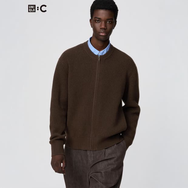 유니클로C 크루넥 풀집 가디건