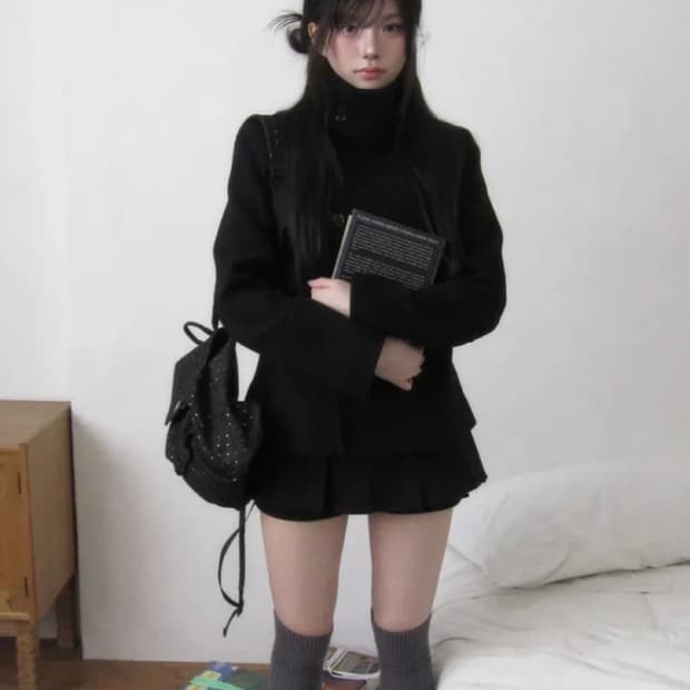 모디무드 TOP 모직 플리츠 스커트 팬츠 에이블리