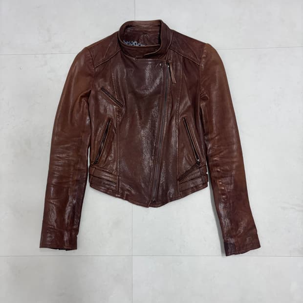 LAMBSKIN BROWN CROP JACKET
