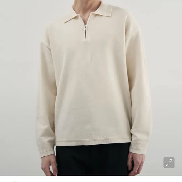 (새상품)(L) 드로우핏 PBT 카라 하프 집업 풀오버 니트 IVORY
